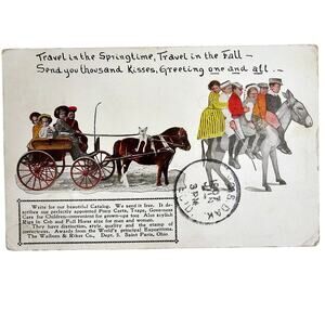 1907 Antique Postcard Saint Paris Ohio Walborn & Riker Pony Carts Factory Posted